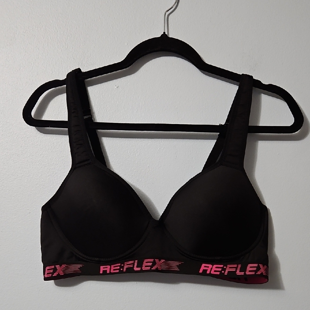 Reflex Women's Sports Bra in Black with Pink Accents Size 1X